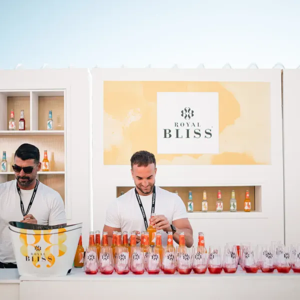 Bartenders serving at the Royal Bliss bar